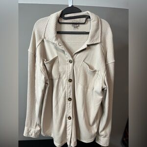 Como Vintage Cream Textured Button-Down Shirt Men’s M / Women’s L EUC